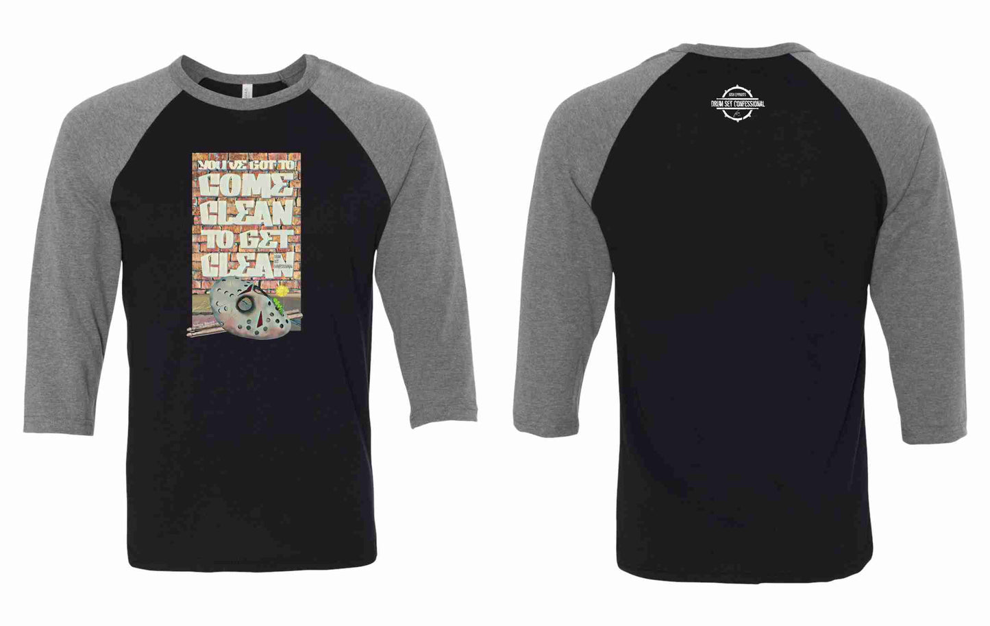 DSC "Mask" Bella + Canvas Unisex 3/4-Sleeve Baseball T-Shirt (100% of profits fuel outreach and donations to addiction/recovery causes.)
