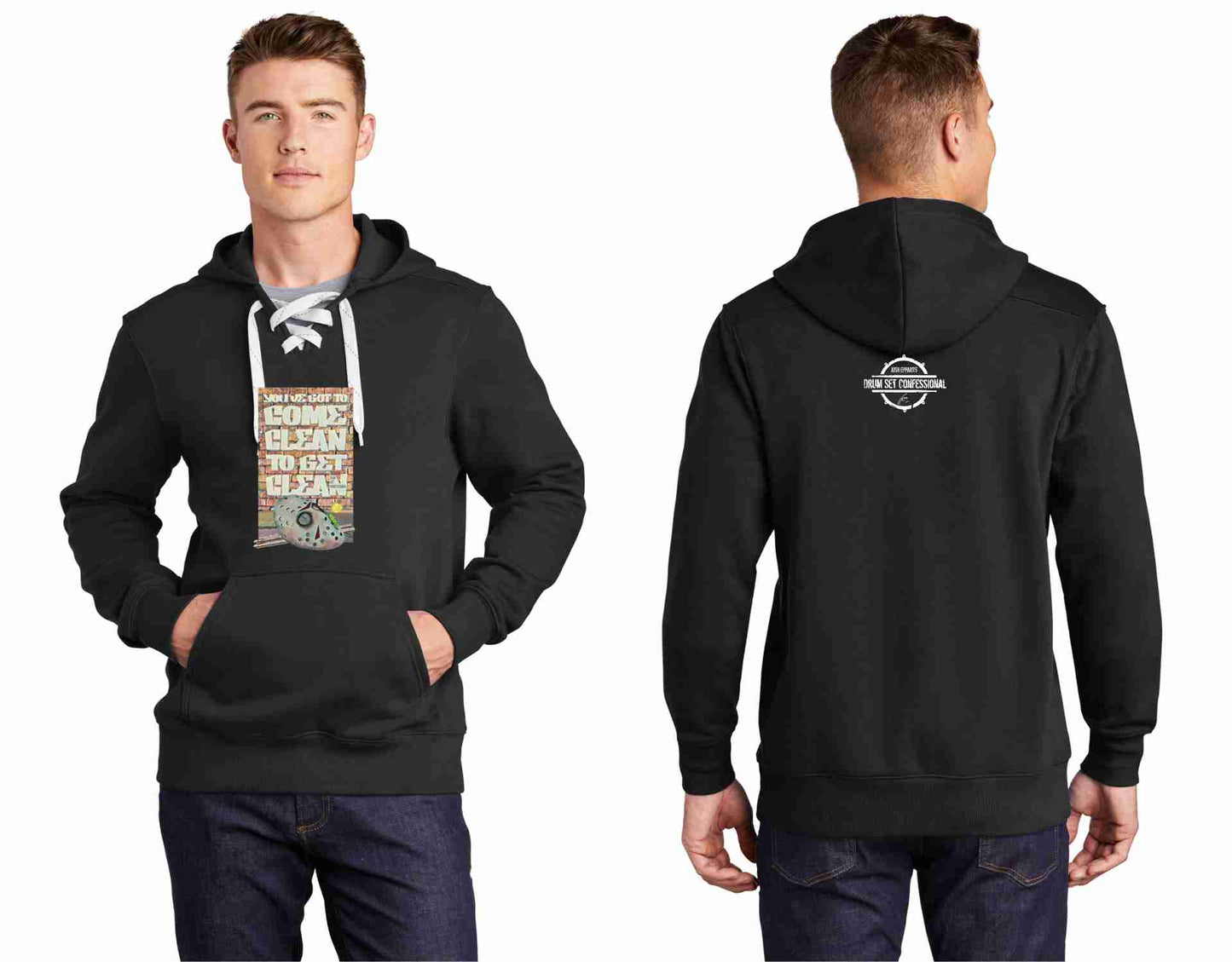 DSC "Mask" Sport-Tek Lace Up Pullover Hooded Sweatshirt (100% of profits fuel outreach and donations to addiction/recovery causes.)