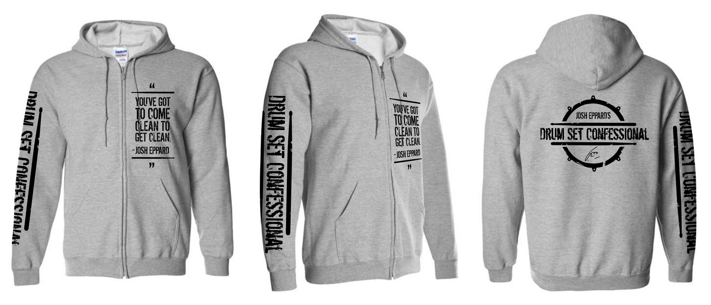 Heavy Blend Zip Up Hoodie with Sleeve Print (100% of profits fuel outreach and donations to addiction/recovery causes.)