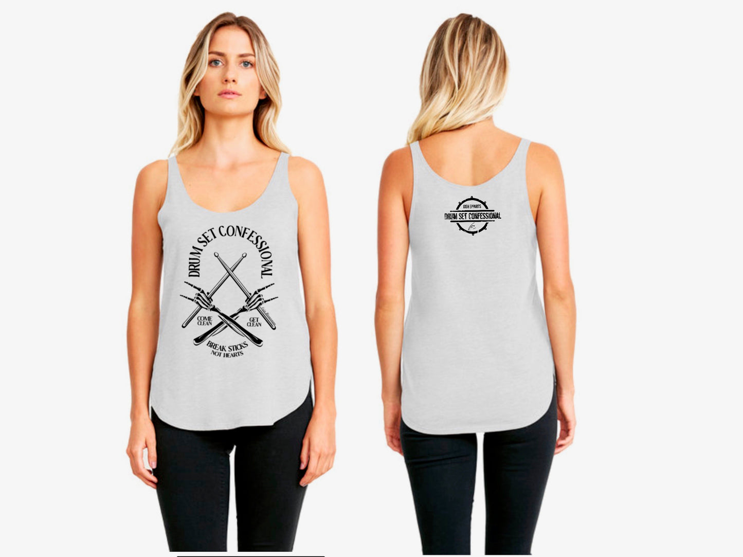 DSC "Bones" Gray Next Level Apparel Ladies' Festival Tank (100% of profits fuel outreach and donations to addiction/recovery causes.)