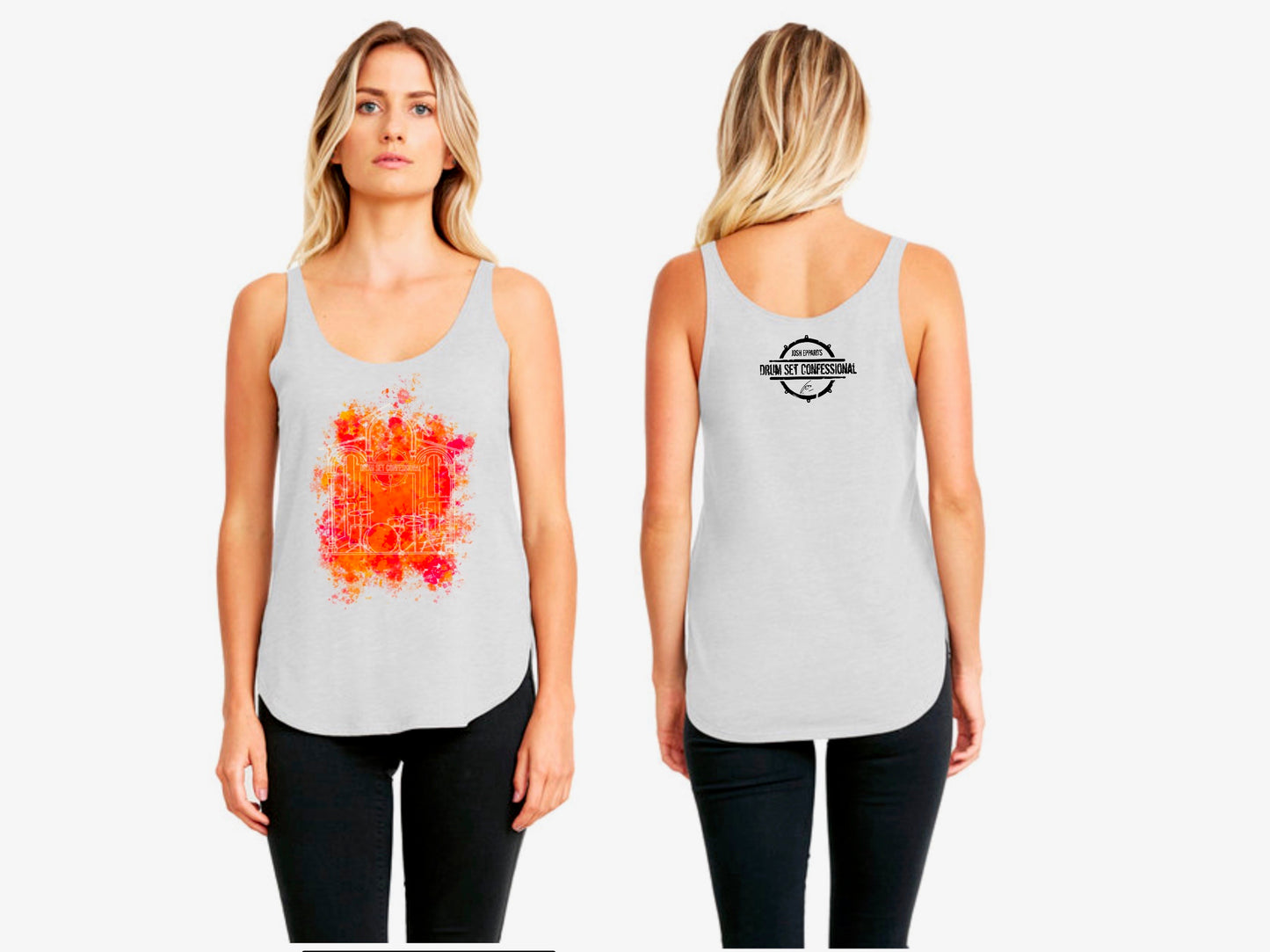 DSC "Confessional" Gray Next Level Apparel Ladies' Festival Tank (100% of profits fuel outreach and donations to addiction/recovery causes.)