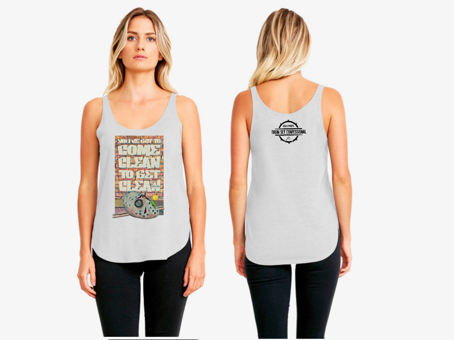 DSC "Mask" Gray Next Level Apparel Ladies' Festival Tank (100% of profits fuel outreach and donations to addiction/recovery causes.)