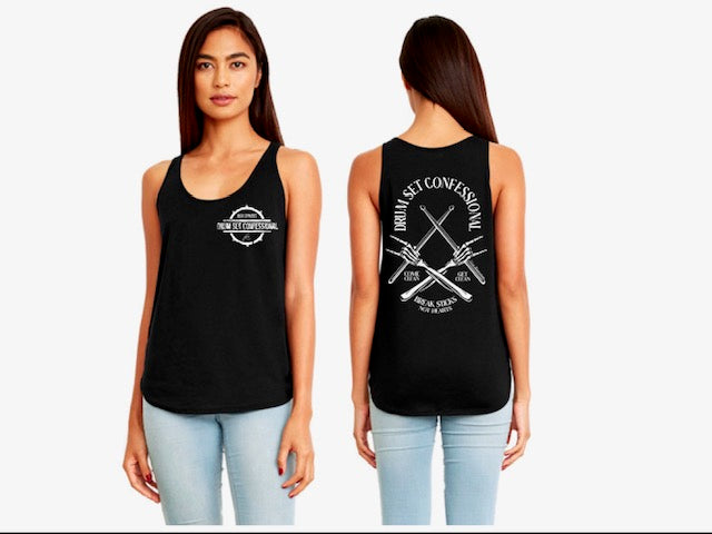 DSC "Bones" Black Crest Next Level Apparel Ladies' Festival Tank (100% of profits fuel outreach and donations to addiction/recovery causes.)