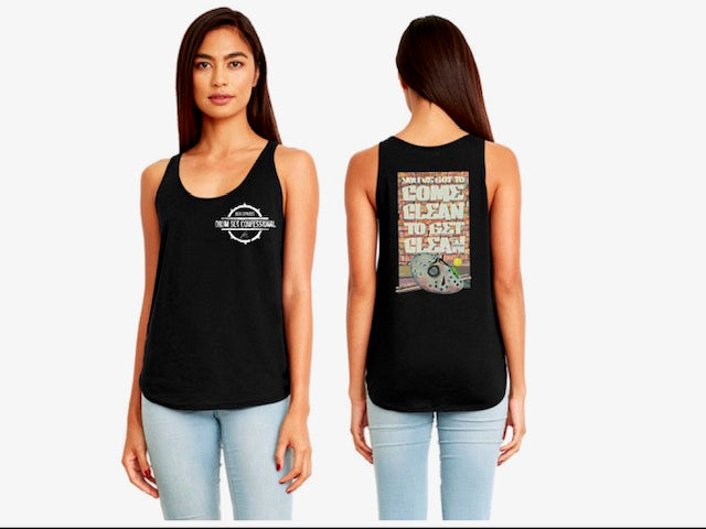 DSC "Mask" Black Crest Next Level Apparel Ladies' Festival Tank (100% of profits fuel outreach and donations to addiction/recovery causes.)